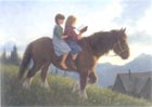 Children on horse good friends card