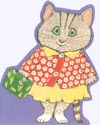 Cat in dress birthday card