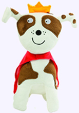 10 in. Plush White Dog with Tan Spots, crown and cape from Todd Parr Books
