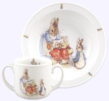 2 pc. Peter Rabbit and Family Porcelain Toddler Set