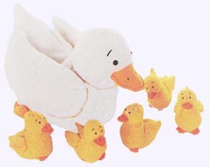 9 in. Long Mother Duck Hand Puppet and Five 3 in. Little Ducks Finger Puppets