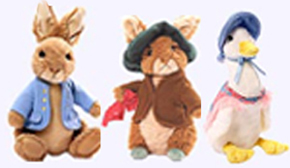 Set of three Beatrix Potter Plush Storybook Characters