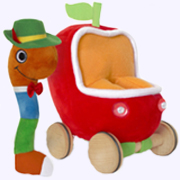 7.5 in. Lowly Worm Plush and Apple Shaped Car that Lowly Worm fits inside.